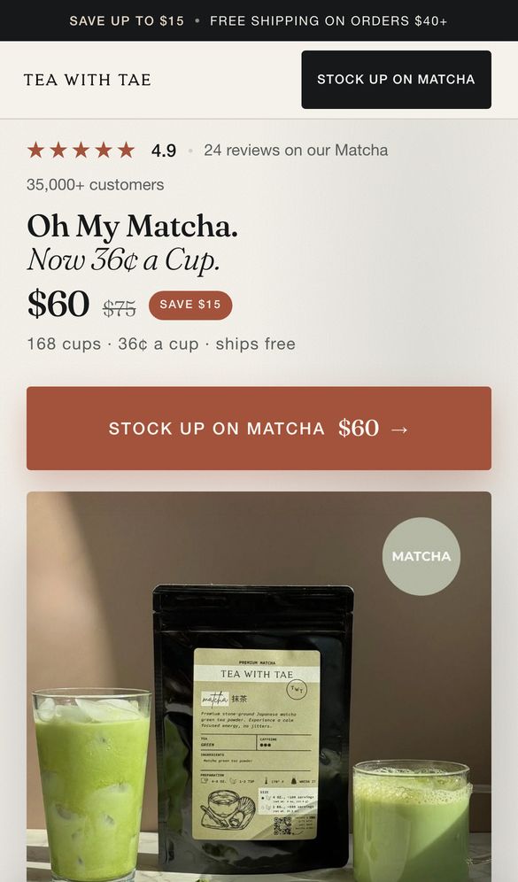 Mobile view of the same page